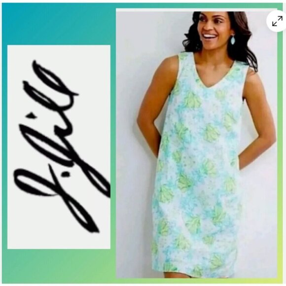 J.Jill Love Linen 100% Linen V-Neck Shift Dress Ocean Blue Size XS - Picture 2 of 12